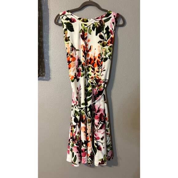 Danny & Nicole Dress 16 Floral Belted Stretch Career Church Washable NEW - Picture 8 of 8
